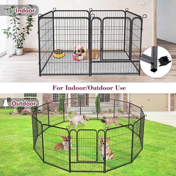 Dog Playpen Dog Fence Outdoor for Yard, 32inch 42 Panels Dog Pens Outside Anti-Rust Pet Playpen Exercise Pen with Lock, Portable Pet Fence for Yard RV Camping