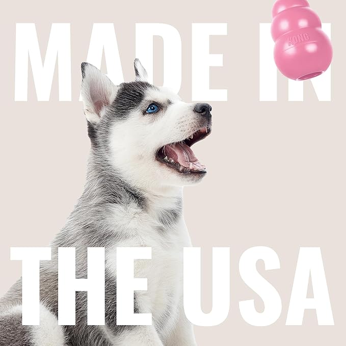 KONG Puppy - Natural Teething Rubber Chew Toy for Dogs - Stuffable Dog Toy for Extended Playtime - Chew & Fetch Toy for Puppies - for Small Puppies - Pink