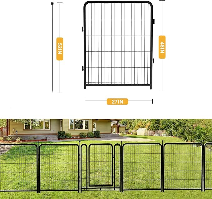 Garden Fence 40 Inch 14 Panels Without Gate, Low Threshold Total 31 Ft(l) Garden Fence for Yard and Dog, Black Dog Pen Wide Door, Be Suitable for Inside and Outside