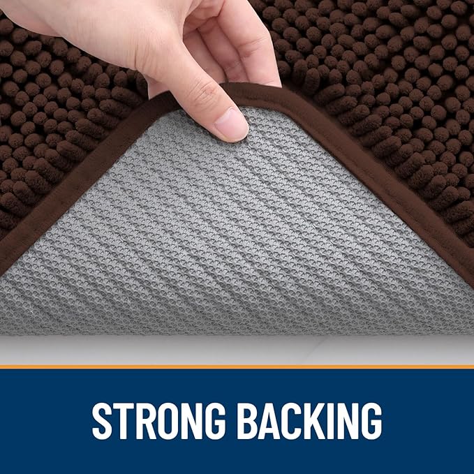 OLANLY Dog Door Mat for Muddy Paws 36x24, Absorbs Moisture and Dirt, Absorbent Non-Slip Washable Mat, Quick Dry Chenille, Mud Mat for Dogs, Entry Indoor Door Mat for Inside Floor, Brown