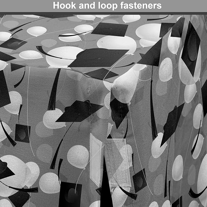 Lunarable Graduation Dog Crate Cover, Clutter of Mortarboard and Balloons in Greyscale Tones, Easy to Use Pet Kennel Cover for Medium Large Dogs, 48 Inch, Charcoal Grey Dimgray