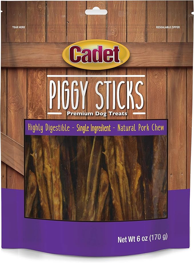 Cadet Butcher Treats Piggy Sticks for Dogs 6 oz