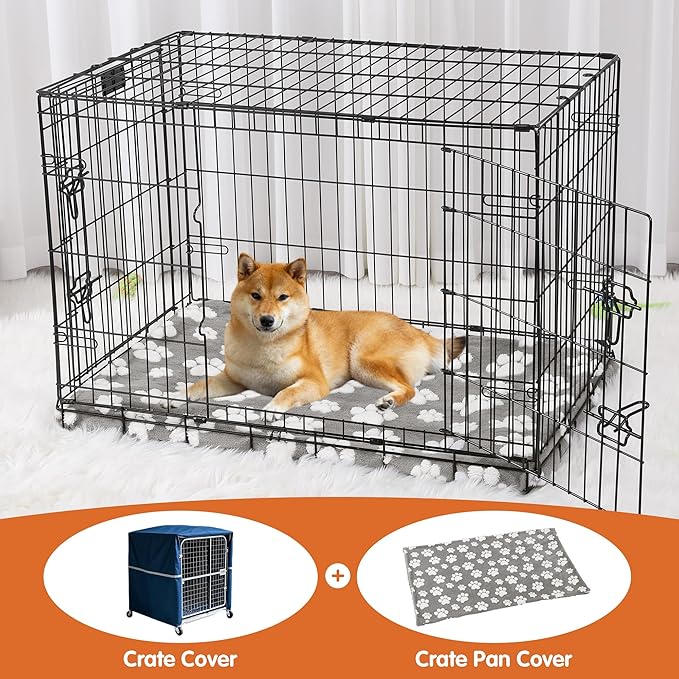 BALAPET Washable Dog Crate Pan Cover, Soft Plush Velvet Liner for Dog Crate Tray Fitted Cover for Pet Crate Pan 36 x 23 Inch,Reusable Pan Cover Only(36.2x23.6in)