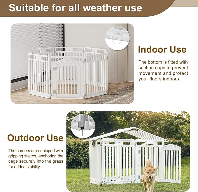 Pet Playpen with Door Dog Playpen Foldable Puppy Playpen for Puppies and Small Dogs 8-Panels Easy Assemble Easy Storing for Indoor and Outdoor (8 Panels)