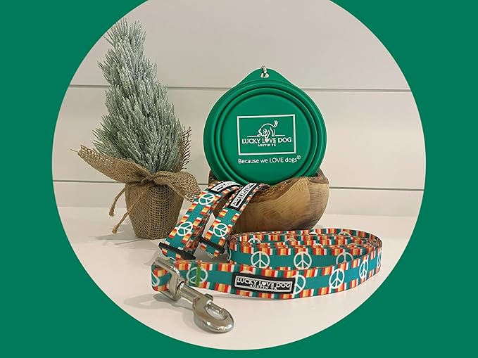 Lucky Love Dog Collar, Collars for Medium Size Dogs, Peace Sign Dog Collar, Easy On & Off Clasp Accessory, Peace On Earth, Medium