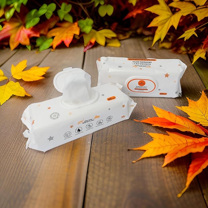 Aurora Pet Wipes – 100% Natural, Plant-Based Hypoallergenic Grooming Wipes for Dogs & Cats – Extra-Durable, Large & Thick for Effortless Cleaning (Unscented, 200 Count)