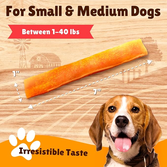 Gootoe Turkey Tendon Dog Treats – 100% USA-Sourced, Natural Snack, Premium Training Chews, Hypoallergenic, Reseal Value Bags, Size for Medium Dogs, 7 Inch Slice 3oz/Pack