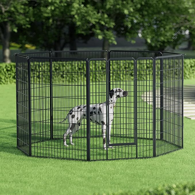 MoNiBloom Dog Playpen Outdoor, 47" Height 8 Panels Heavy Duty Metal Dogs Pen for Large/Medium/Small Animals Pet Exercise Pen for RV Camping Yard