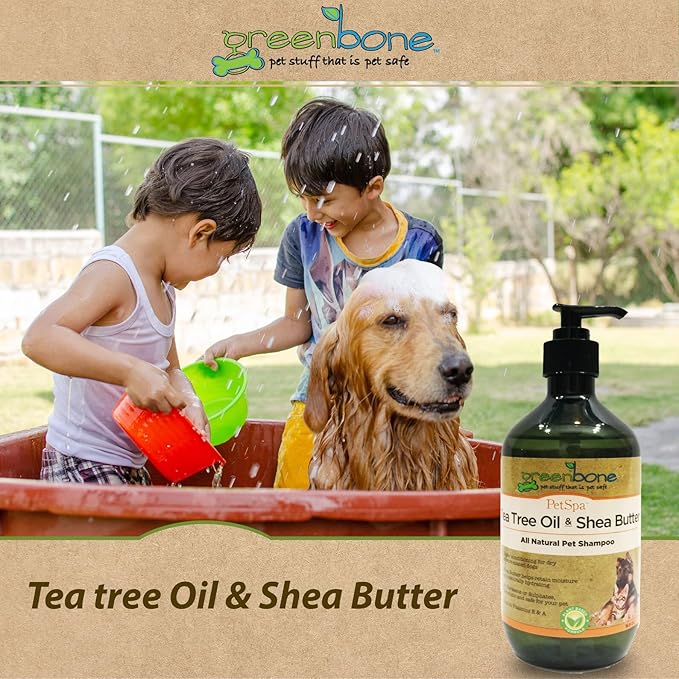 Pet Spa All-Natural Plant-Based Shampoo - Tea Tree Oil & Shea Butter - Naturally Deodorizing & Hydrating