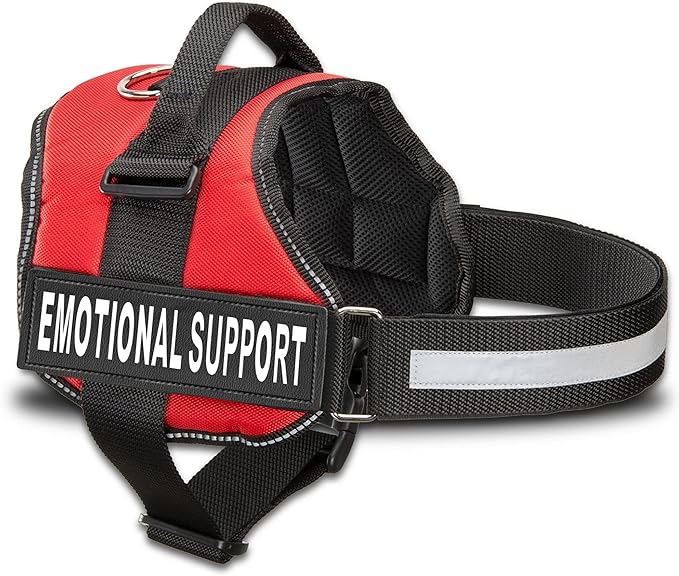 Emotional Support Dog Vest Harness with Reflective Straps, Interchangeable Patches, & Top Handle - ESA Dog Vest in 8 Sizes - Heavy Duty Emotional Support Dog Harness for Working Dogs (Red, XS)