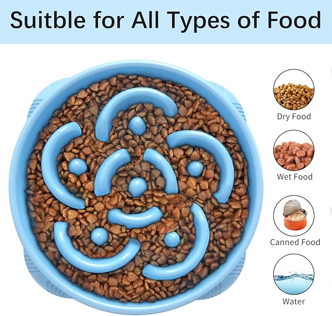 MateeyLife Large Slow Feeder Dog Bowls 2PCS, Anti-Choking Puzzle Dog Food Bowls, Anti-Slip Interactive Feeding Slow Down Eating, Bloat Stop Maze Dishes for Large Breeds 4 Cups