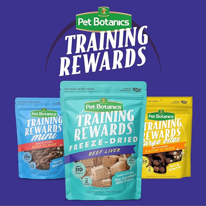 Pet Botanics 6 Oz. Pouch Training Reward Freeze Dried, Beef Liver Flavor, with 310 Treats Per Bag, The Choice of Top Trainers