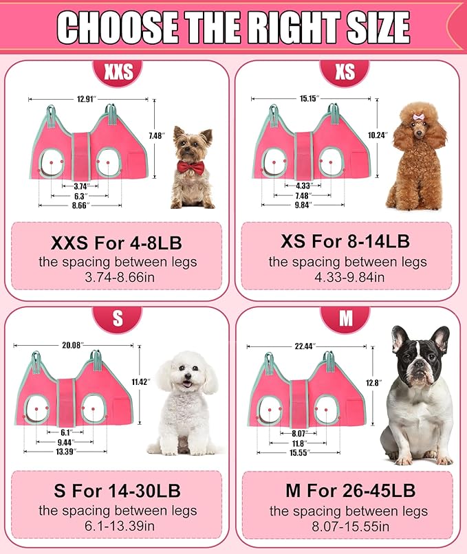 Dog Hammock & Harness, XXS Grooming Strap for Dogs, Thick Fabric Neck Support, Claw Care