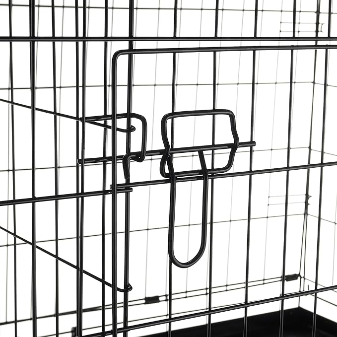 Dog Kennel - 42-Inch Dog Crate with Doors for Front and Side Access - Collapsible Dog Crate with Divider Wall Panel for Large Dogs by PETMAKER (Black)