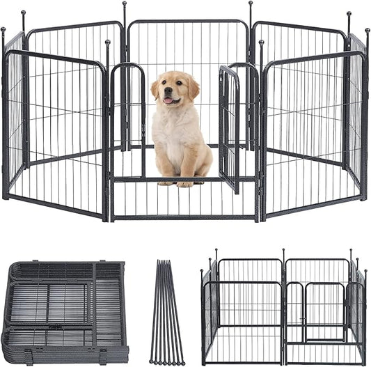 Dog Playpen, Dog Fences for The Yard, Portable Outdoor Dog Playpen for Large/Medium/Small Dogs, Foldable Metal Dog playpen, with Doors (24 Panels, 24")