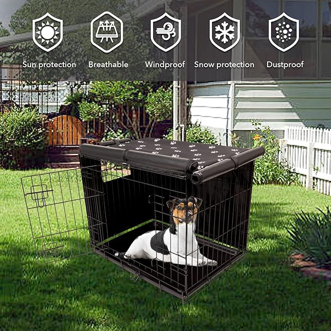 Dog Crate Cover Indoor/Outdoor Durable Windproof 600D Oxford Fabric Pet Kennel Cover Fit for 24 30 36 42 48 Inches Wire Dog Crate for Small and Large Dogs-Cover Only (48 Inch (48"x30"x33"))