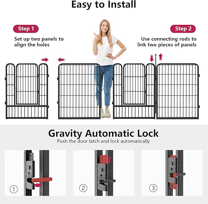 Dog Playpen 32" Height 16 Panels Portable Dog Fence Outdoor for Yard Puppy Playpen Indoor Dog Pen Outdoor for Medium/Small Dogs, Heavy Duty Pet Playpen Dog Kennel for RV, Camping, Yard