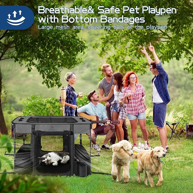 Dog Playpen,Pet Playpen,Foldable Puppy Cat Playpen,Portable Exercise Kennel Tent Crate,Water-Resistant Breathable Shade Cover,Indoor Outdoor Travel Camping Use for Small Animals with Carrying Case(M)