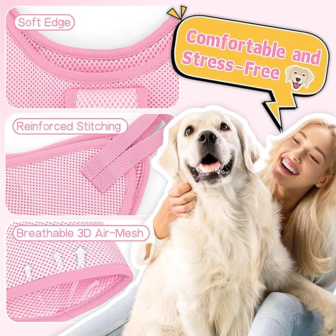 Supet Dog Grooming Hammock, New Pink Small Dog Sling for Nail Trimming, Back Protect Hanging Harness for Claw Care, Nail Trimming Restraint with Thick Fabric