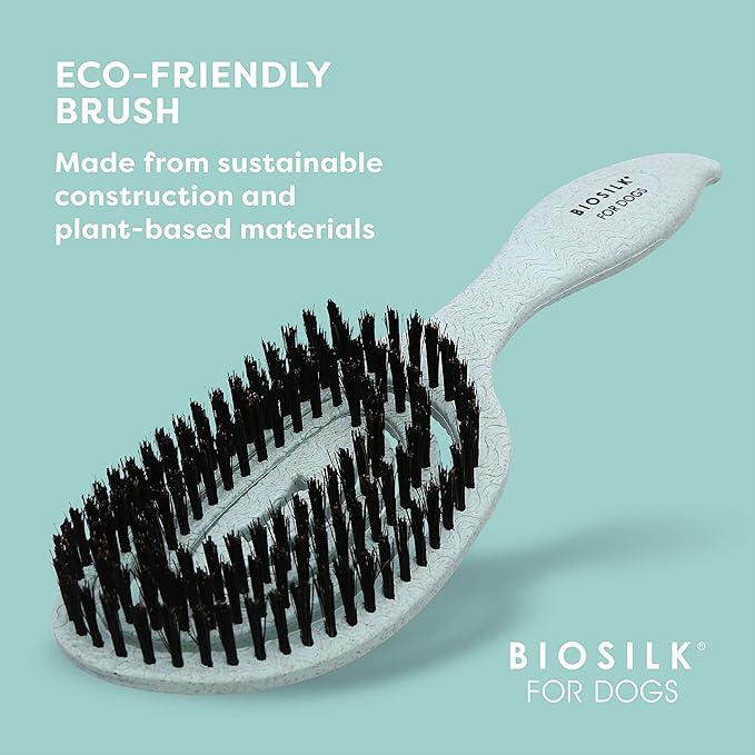 BioSilk for Dogs Eco-Friendly Boar Hair Bristle Brush in Mint Green | Easy to Hold Ergonomic Handle Dog Brush for Shedding | Best Pet Brush for Dog Grooming - 48 Pack