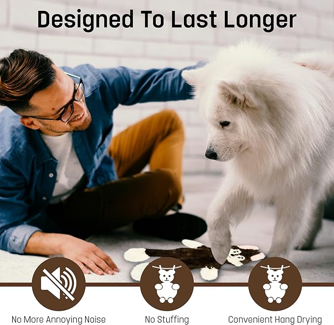 FGA MARKETPLACE Frog-Fox Flat NO Stuffing NO Squeak Plush Dog Toy, Funny Style Will Entertain Your Dog for Hours, Recommended for Small and Medium Dog 21 INCH Long