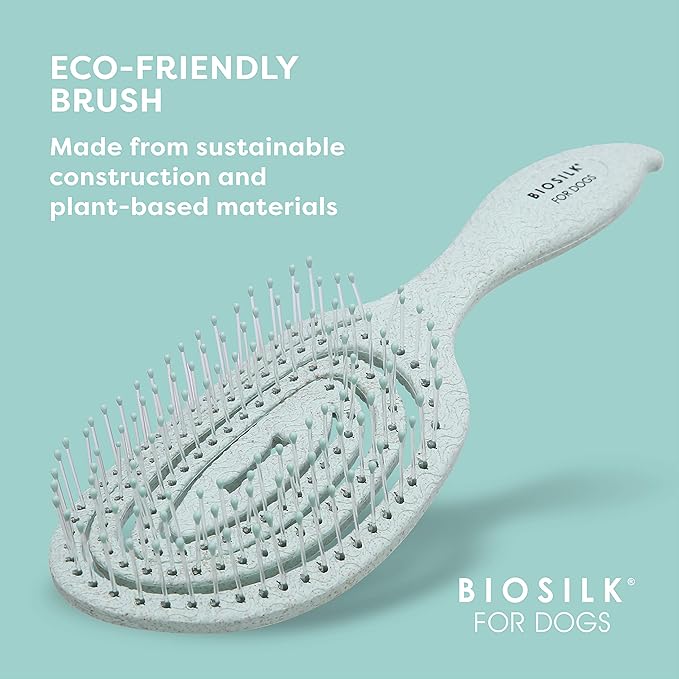 BioSilk for Pets Eco-Friendly Detangling Pin Brush for Dogs in Mint Green | Easy to Hold Ergonomic Handle Dog Brushes, Wet or Dry Dog Hair Brush, Light Blue (FF12806),Gray/Black