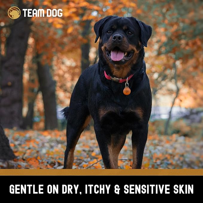 TEAM DOG 5 in 1 Oatmeal Shampoo for Dogs | Moisturizing, Detangling & Deodorizing Dog Shampoo and Conditioner | for Allergies & Sensitive Skin | No MEA/DEA, Phosphate, Sulfates, Parabens | 16 Fl Oz