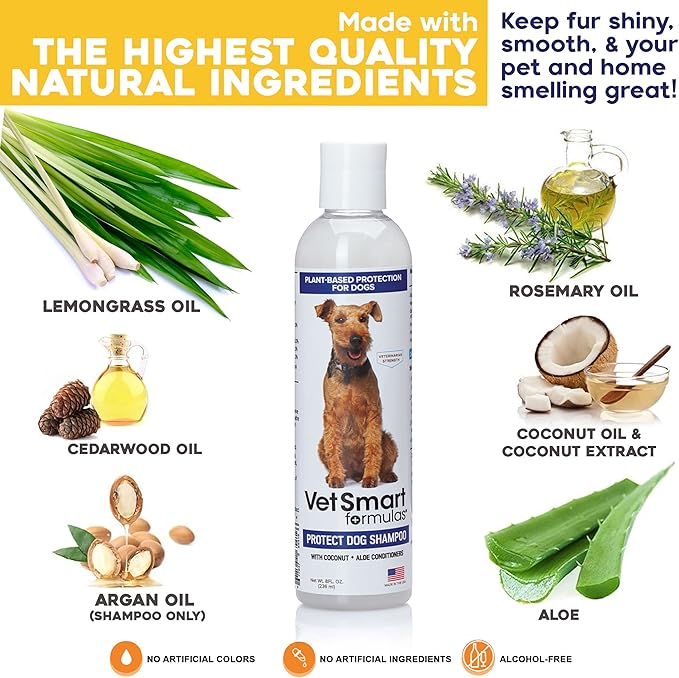 Protect Shampoo for Dogs; No More Scratching, Itching, or Hot Spots with Plant-Based All-Natural Formula with Healthy Essential Oils - Made in USA