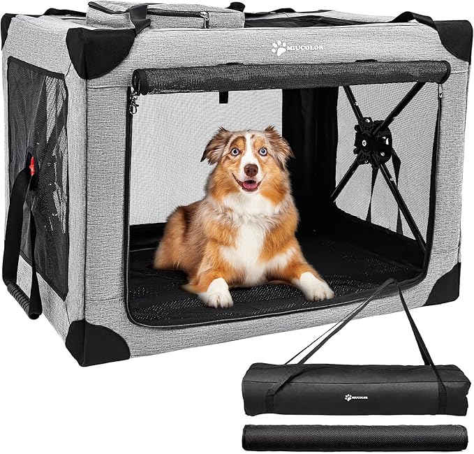 MIU COLOR Portable Dog Playpen 32 Inch, Foldable Play Pen for Indoor Dogs Cats, Dog Kennel Tent for Rabbit or Small Animals, Breathable with Window, Soft mat, Heavy-Duty Oxford, Steel Frame