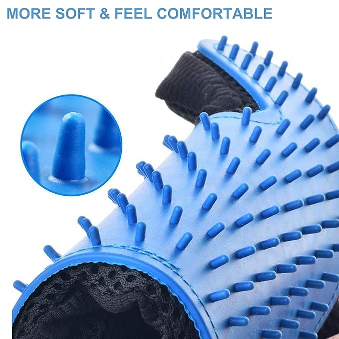 3PCS Pet Grooming Set: Shampoo Brush, Scrubber for Bathing, Shedding Massage Gloves for Short & Long Fur