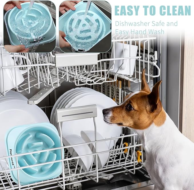 Slow Feeder Dog Bowls for Healthy Eating, Non-Slip and Anti-Choking Design, Reduces Bloating & Overeating for Large Dogs, Easy to Clean