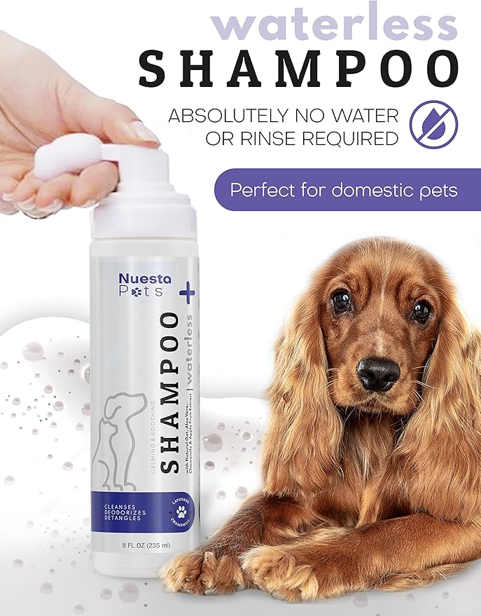 Pets Waterless No-Rinse Pet Shampoo | Soothing Hypoallergenic Gentle | time-Saving Stress-Free foaming Cleanser (3 8 fl oz Bottles Lavender)