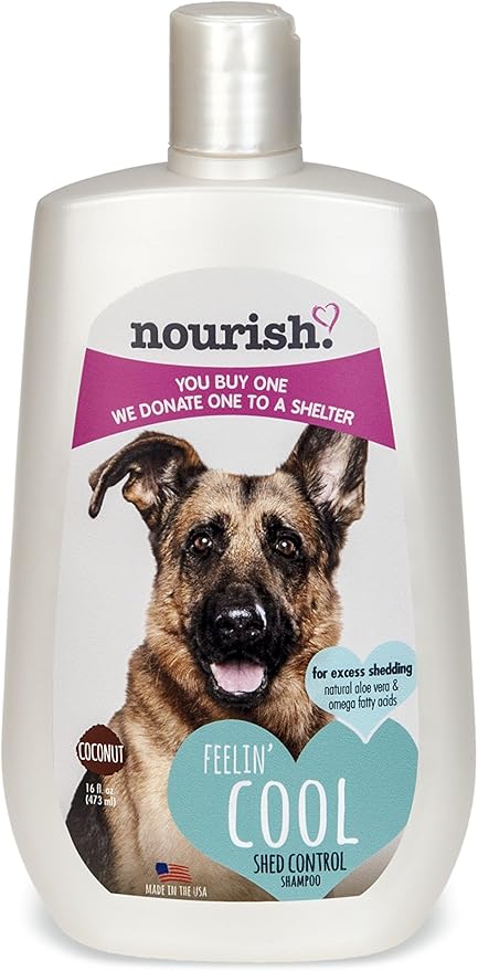 Nourish Shed Control Dog Shampoo, Natural Coconut Verbena 16 oz - You Buy 1, We Donate 1 to a Shelter, Made in USA, PH Balanced