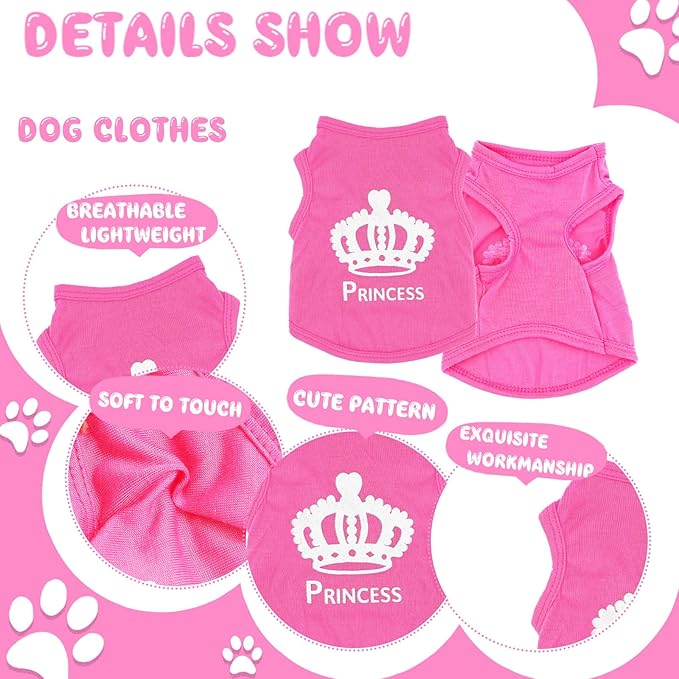 4 Pieces Dog Clothes for Small Dogs Girl Summer Soft Puppy Shirt Cute Chihuahua Teacup Dog Clothes Female Dog Shirts Breathable Pet Clothing Pink Girl Doggie Clothes (XX-Small)