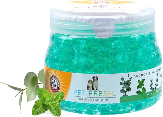 Arm & Hammer Pet Fresh Deodorizing Scented Gel Pearls | 12 oz Pet Odor Neutralizing Gel Beads with Arm & Hammer Baking Soda | Air Freshener Odor Eliminator in Eucalyptus Mint Scent