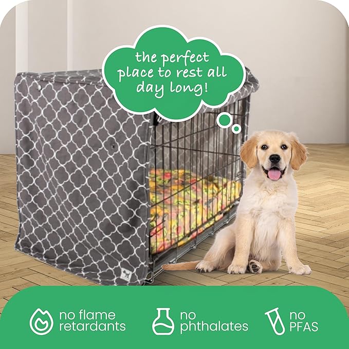 Molly Mutt Clark Gable Dog Crate Cover, 100% Cotton Canvas Cover with 2 Roll-Up Panels, Ideal for Dog or Cat Crate, Durable, Washable, and Free of Harmful Chemicals, 36" x 24" x 27"
