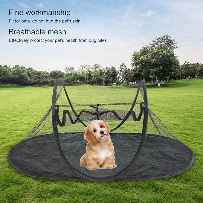 Asixxsix Pet Playpen, Outdoor Foldable Portable Cat Tent Spacious Space Pet Enclosure Tent with Storage Bag for Cats Dogs in Deck, Patio, Camping, Travel, Breathable Mesh Designe