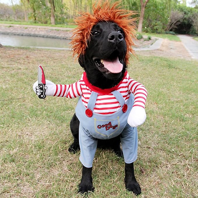 Pet Deadly Doll Dog Costume, Cosplay Halloween Christmas Funny Clothes Party Costume for Small Medium and Large Dogs (Small)