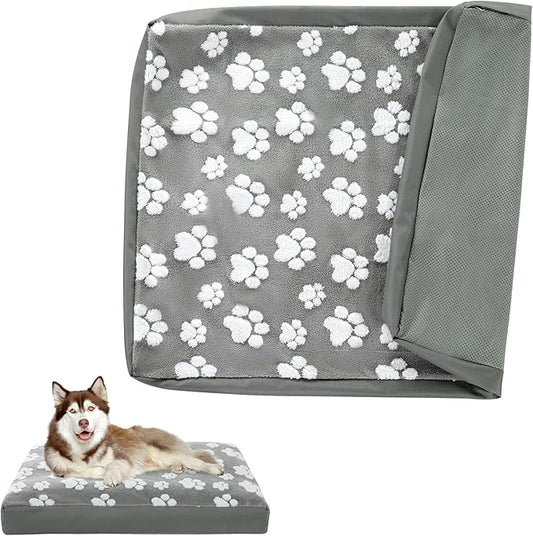 BALAPET Dog Bed Covers,Waterproof Dog Bed Cover Pet Bed Cover with Lovely Dog Paw Print and Double-Sided Usable Design,Replacement Machine Washable Pet Hair Easy to Remove,Cover Only(Gray,36*23*3.5in)