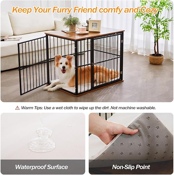 Made4Pets Dog Crate Furniture Dog Kennel Indoor Decorative Wood Dog Cage, 31”L x 21.6”L x 25.3”H, Brown