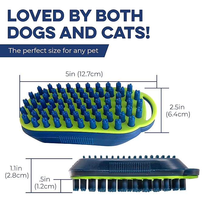 Bonza Dog and Cat Massage Brush - Dog Bath Brush with Removable Screen - Soft Silicone Dog Massage Brush - Dog Grooming Brush - For Pets Gentle Grooming - Short and Long Haired Pet Washing Brush