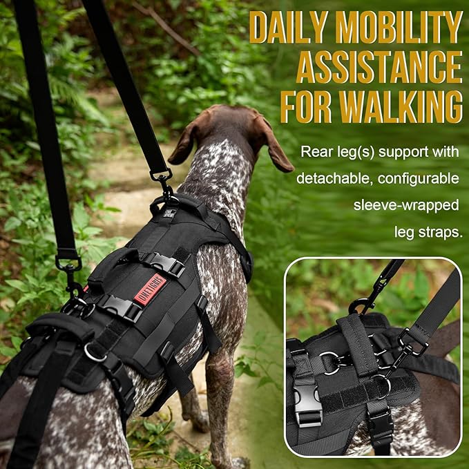 OneTigris Dog Lift Harness for Large Dogs, Dog Hip Support Brace, Full Body Dog Lifter with Handles Invictus Multifunctional Mobility Assistance Vest for Back Legs (Black, Large)