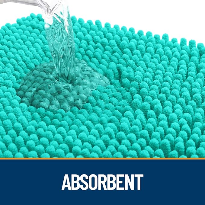 OLANLY Dog Door Mat for Muddy Paws 30x20, Absorbs Moisture and Dirt, Absorbent Non-Slip Washable Mat, Quick Dry Chenille, Mud Mat for Dogs, Entry Indoor Door Mat for Inside Floor, Teal