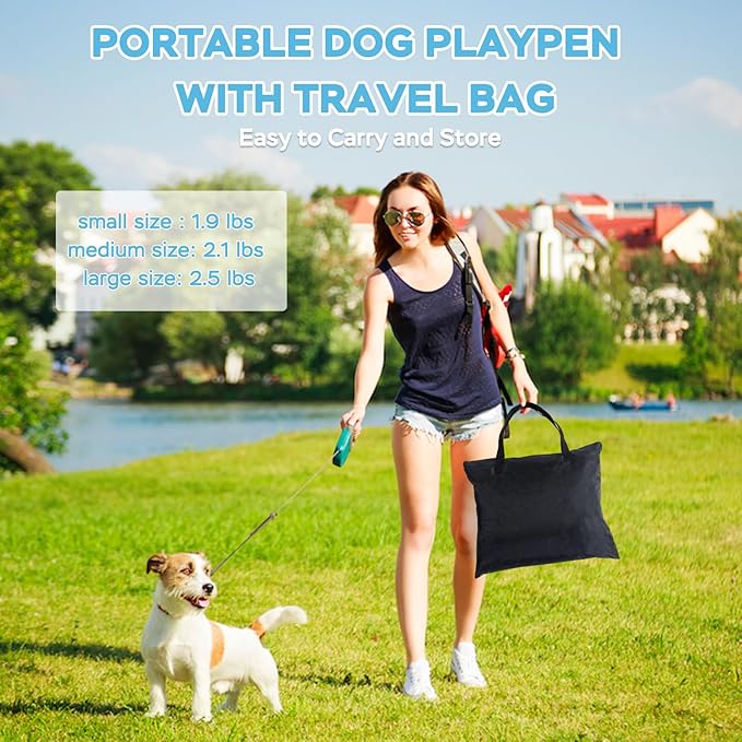 Dog and CAT pop Play Pen,Pets Houses for Dogs and Cats,Indoor&Outdoor Exercise Pen Dog Tent Puppy Playground Large (M, Bule)