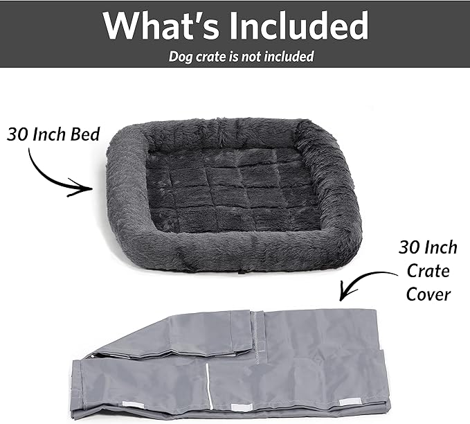 New World Dog Crate Comfort Kit by, Matching Dog Crate Cover & Dog Bed to Make Your Dogs Crate Their Home, Compatible with MidWest Homes for Pets & New World Dog Crates, Fits 30-Inch Dog Crate, Gray