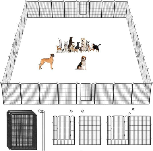 Dog Playpen Dog Fence Outdoor for Yard, 32inch 42 Panels Dog Pens Outside Anti-Rust Pet Playpen Exercise Pen with Lock, Portable Pet Fence for Yard RV Camping