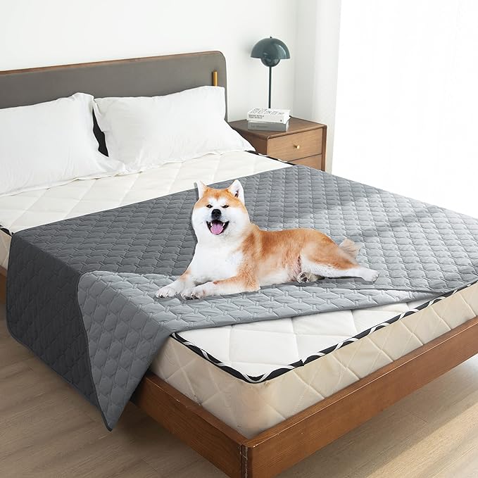 gogobunny 100% Double-Sided Waterproof Dog Bed Cover Pet Blanket Sofa Couch Furniture Protector for Puppy Large Dog Cat, Reversible (68x82 Inch (Pack of 1), Dark Grey/Light Grey)