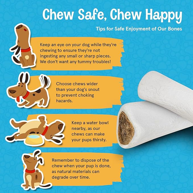 Bully Stick Stuffed Dog Bones - 5-6 Inch Long Dog Treats - Natural Stuffed Dental Dog Bone Treats for Dogs - 3 Pack