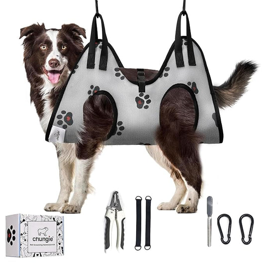 Dog Grooming Hammock for Large Dogs – Dog Restraint for Nail Trimming with Pet Nail Clipper – Dog Sling for Grooming, Dog Hammock for Nail Cutting & Grooming Harness (Legs Spacing:13-16”)/Max W:60lb)