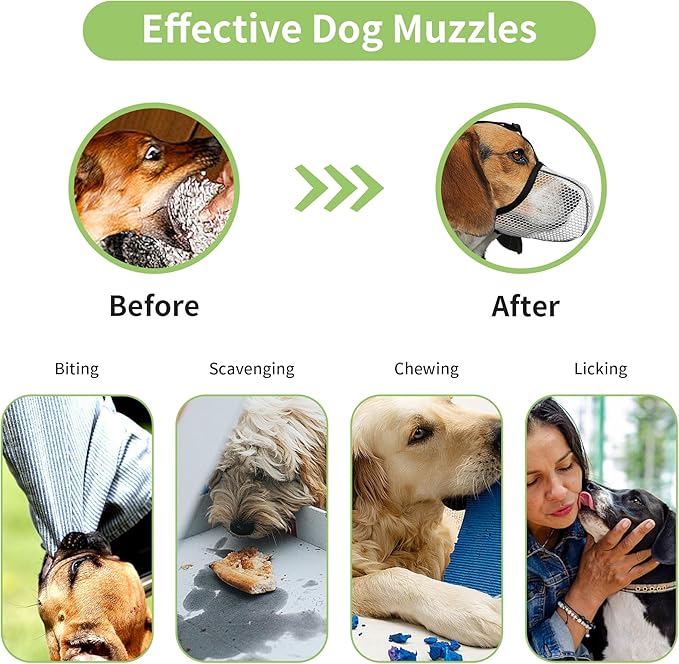 Dog Muzzle, Breathable Soft Muzzle for Small Dogs to Anti & Prevent Barking Biting Chewing, Reflective & Adjustable Basket Muzzle with Air Mesh for Toy Poodles Grey S